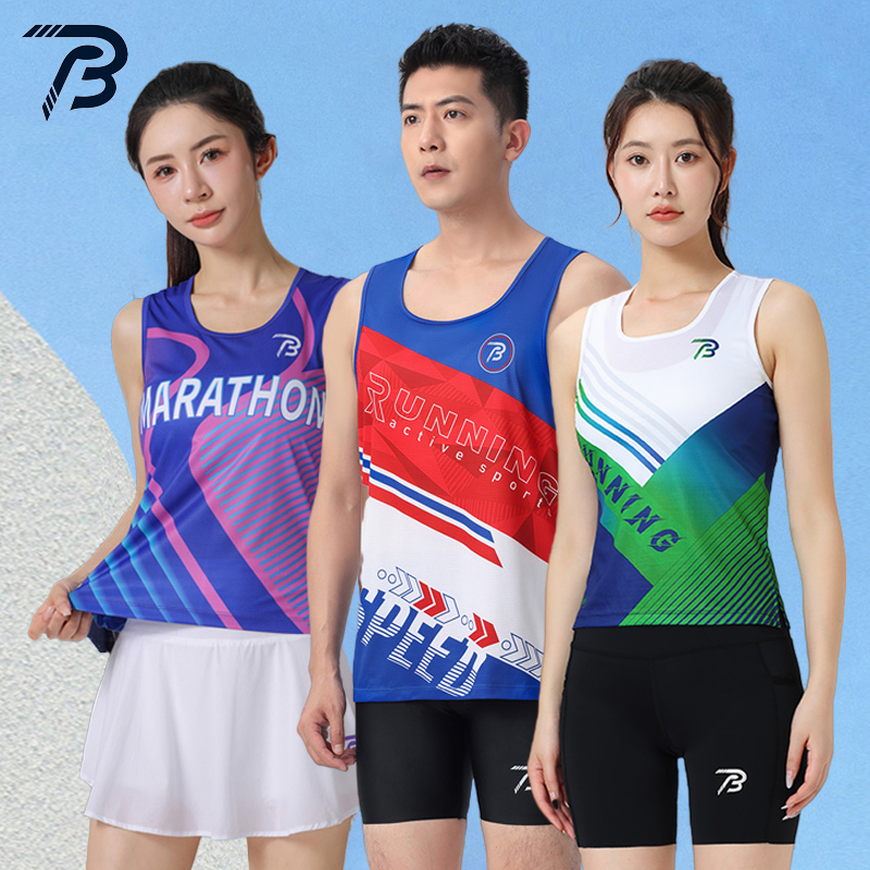 破三体育酷跑马拉松男女装短袖背心夏季速干透气跑步健身运动上衣