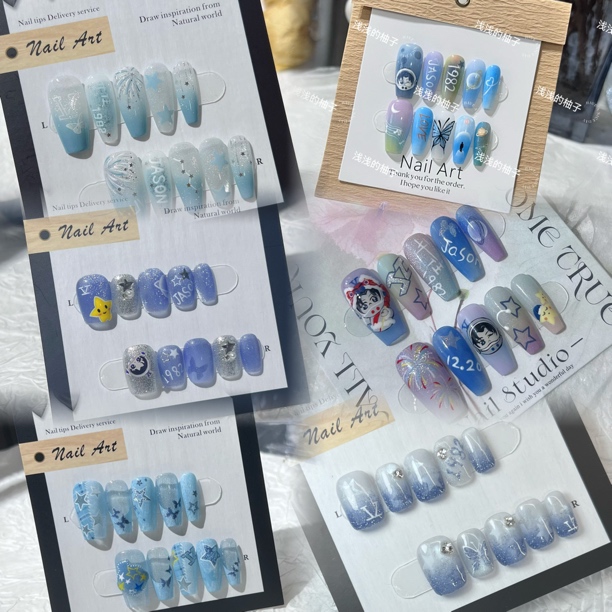 张杰应援美甲手绘穿戴甲  甲型可换