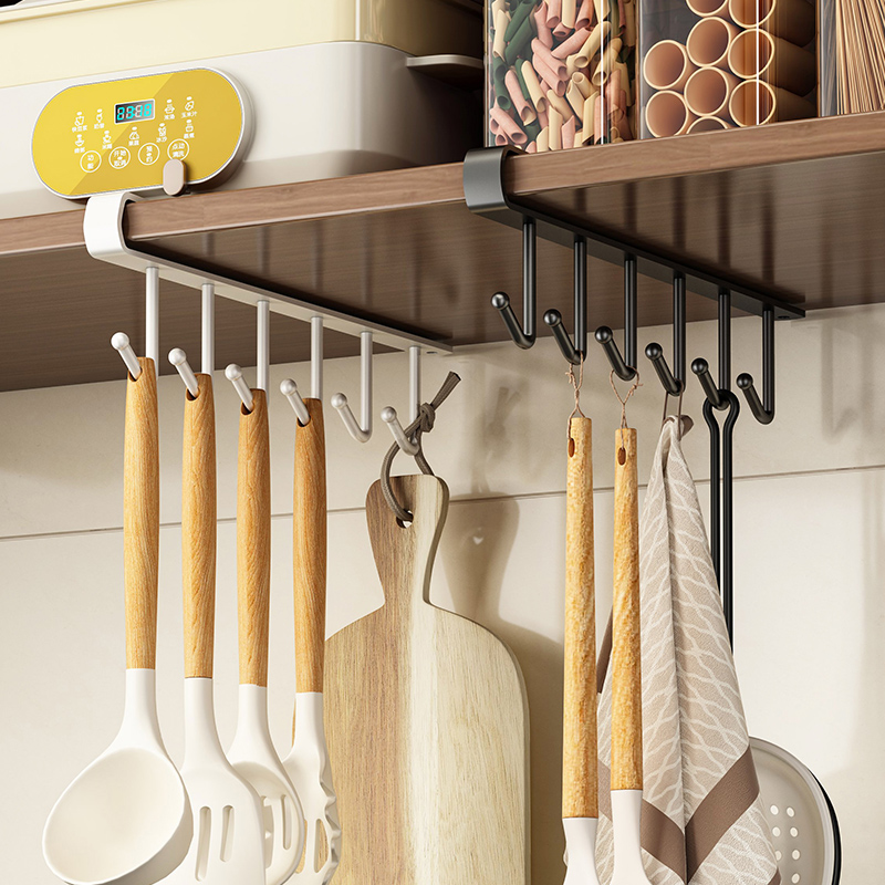 厨房挂钩架免打孔壁挂式厨房置物架锅铲勺子挂架橱柜门内收纳挂钩