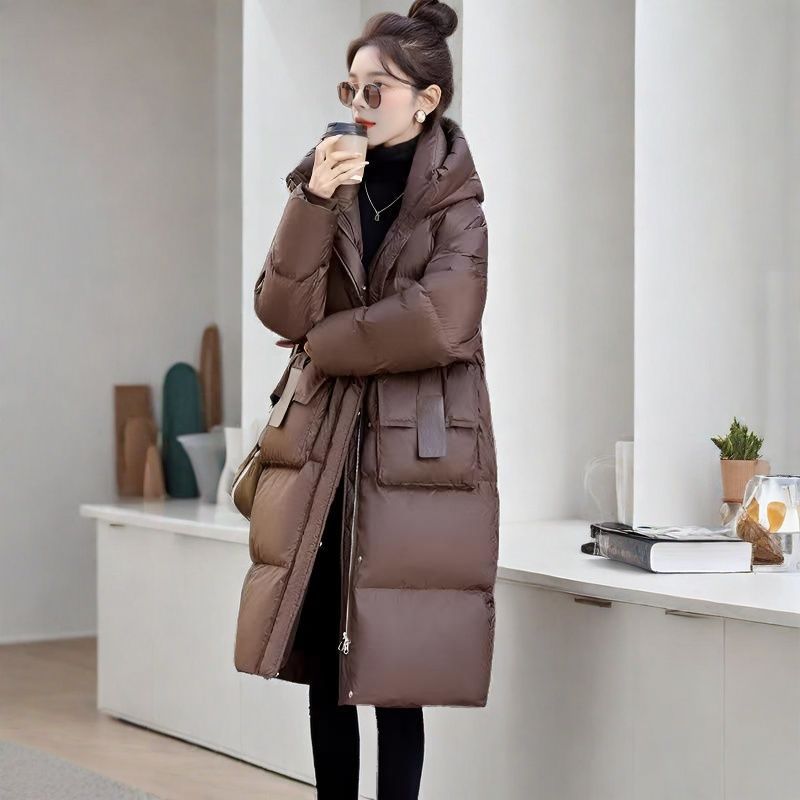 2025年秋冬潮流美拉德中长款过膝面包服加厚宽松外套冬季时尚棉服