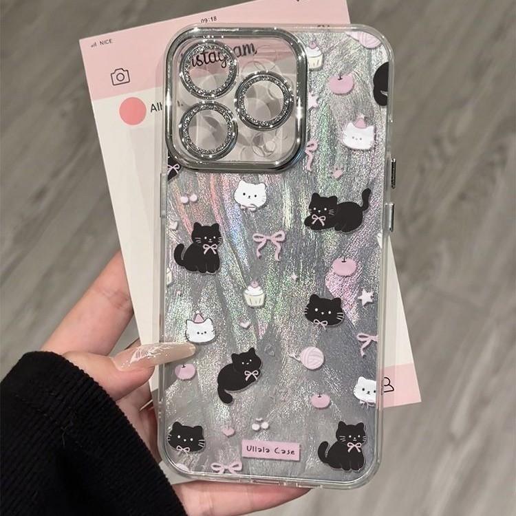 适用羽纱猫咪卡通苹果16promax/15promax手机壳华为oppovivo小米