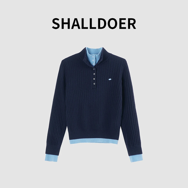 2025年秋冬韩系慵懒针织显瘦女新款宽松时尚百搭假两件上衣