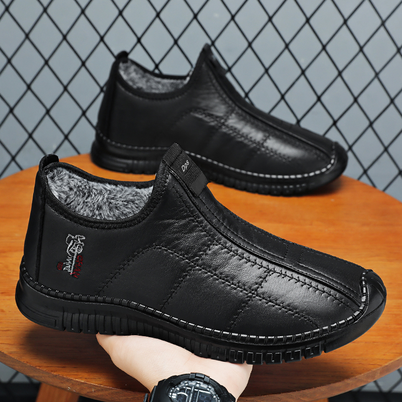 冬季棉鞋男老北京棉鞋保暖加绒加厚防水爸爸鞋中老年软底防滑棉靴