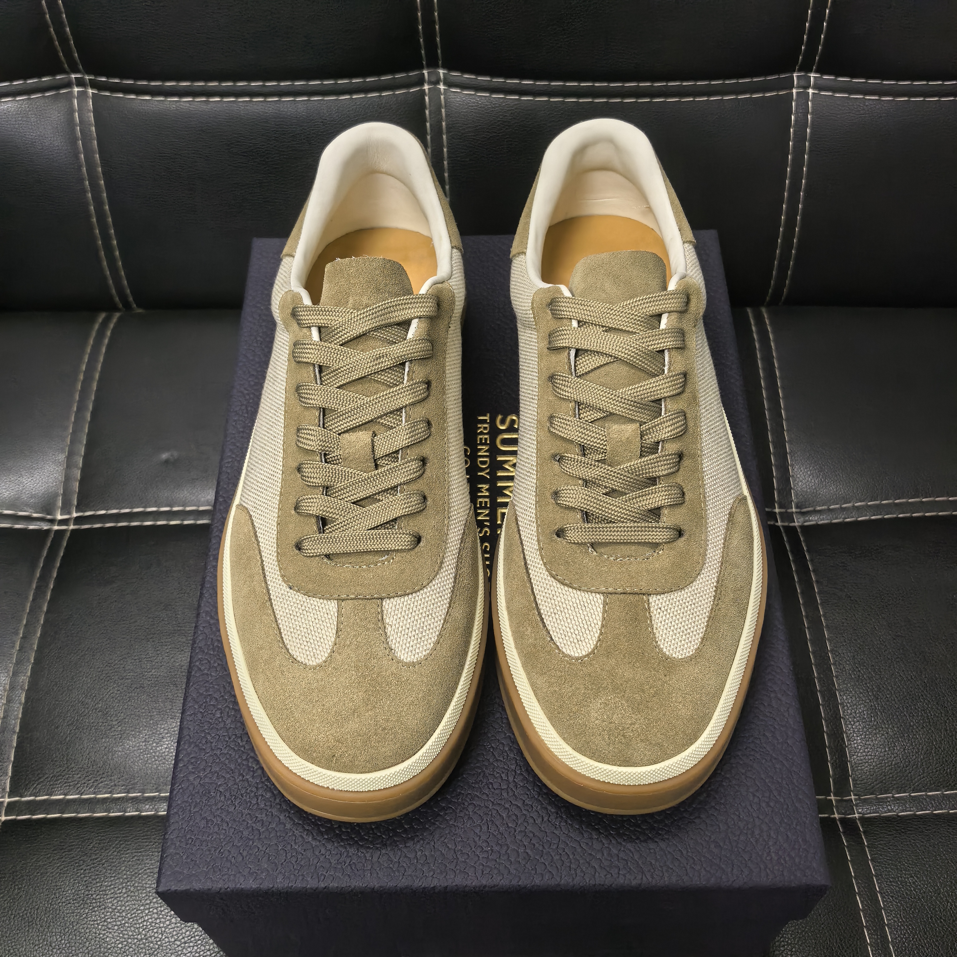 2025冬季新款德训鞋男款休闲系带反绒皮磨砂男鞋老钱风商务皮鞋