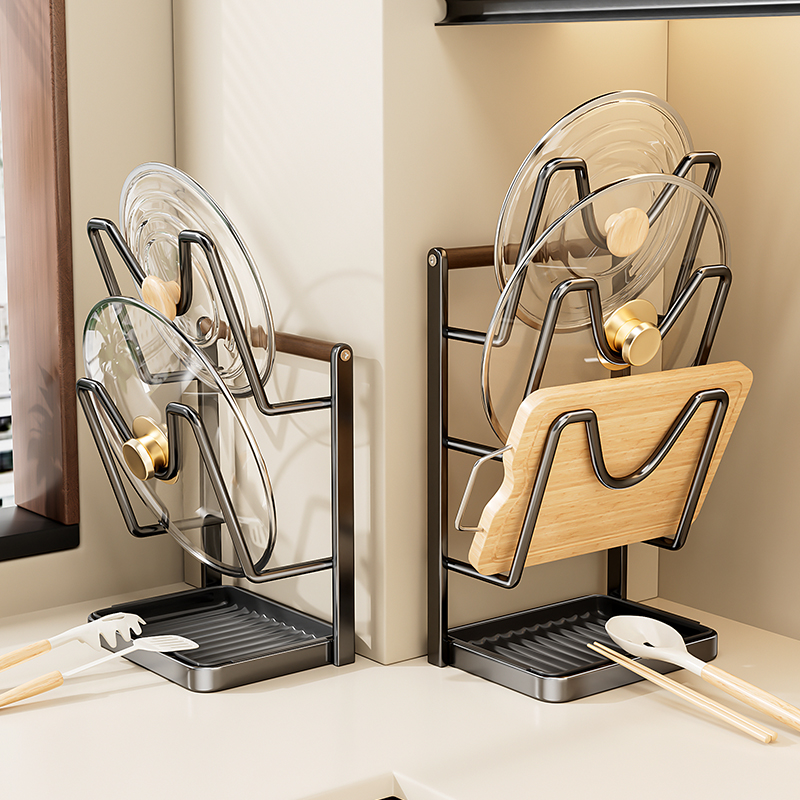 壁挂锅盖架台面锅铲架厨房多功能两用菜板放置家用沥水收纳置物架