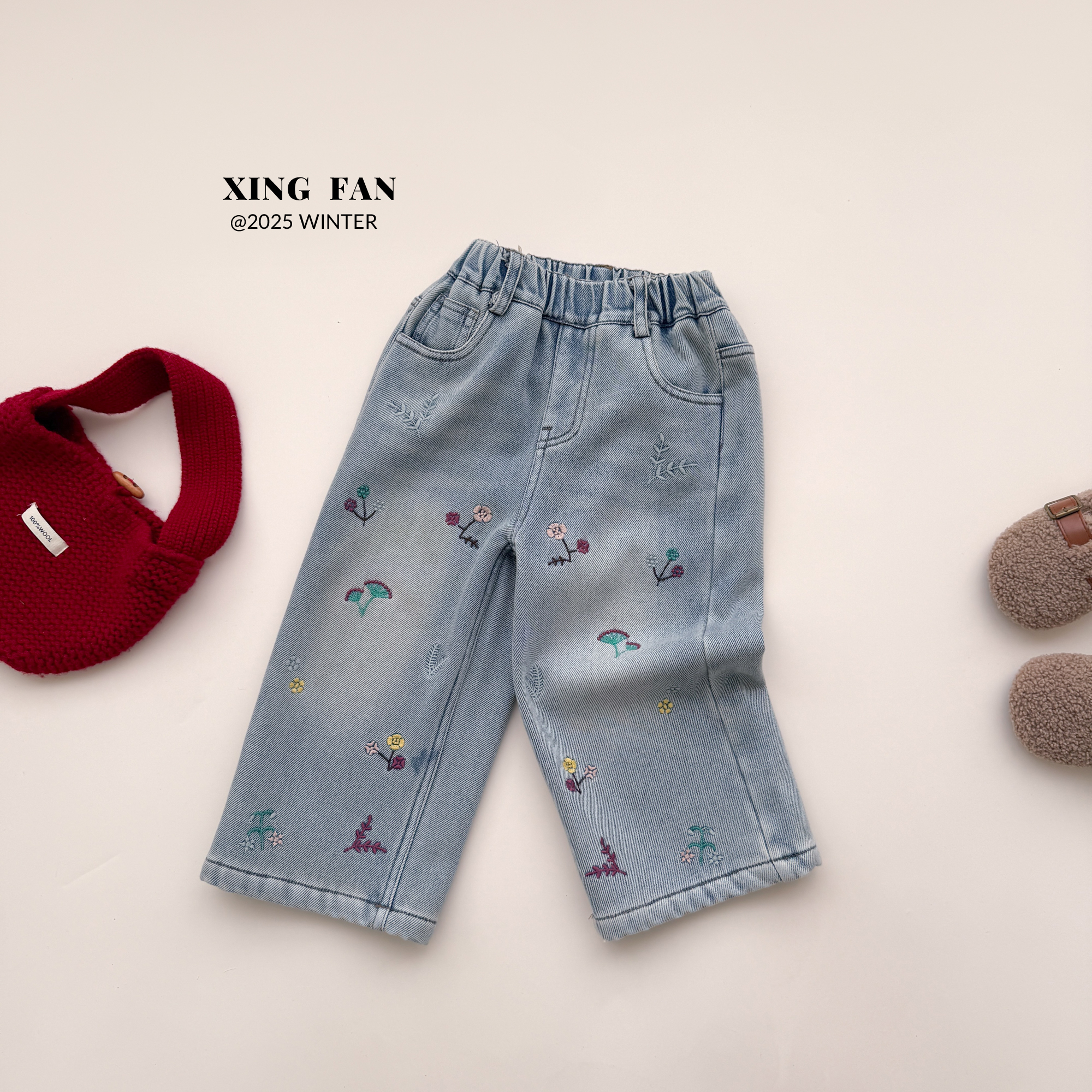 【现货】星范童装2025年冬装新款女童加绒韩版牛仔裤254-XF-54088