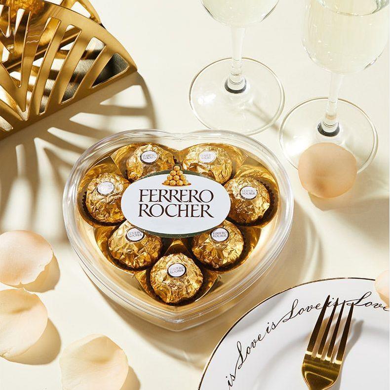 费列罗巧克力T8粒心形爱心礼盒榛果威化巧克力100g情人节礼物送礼