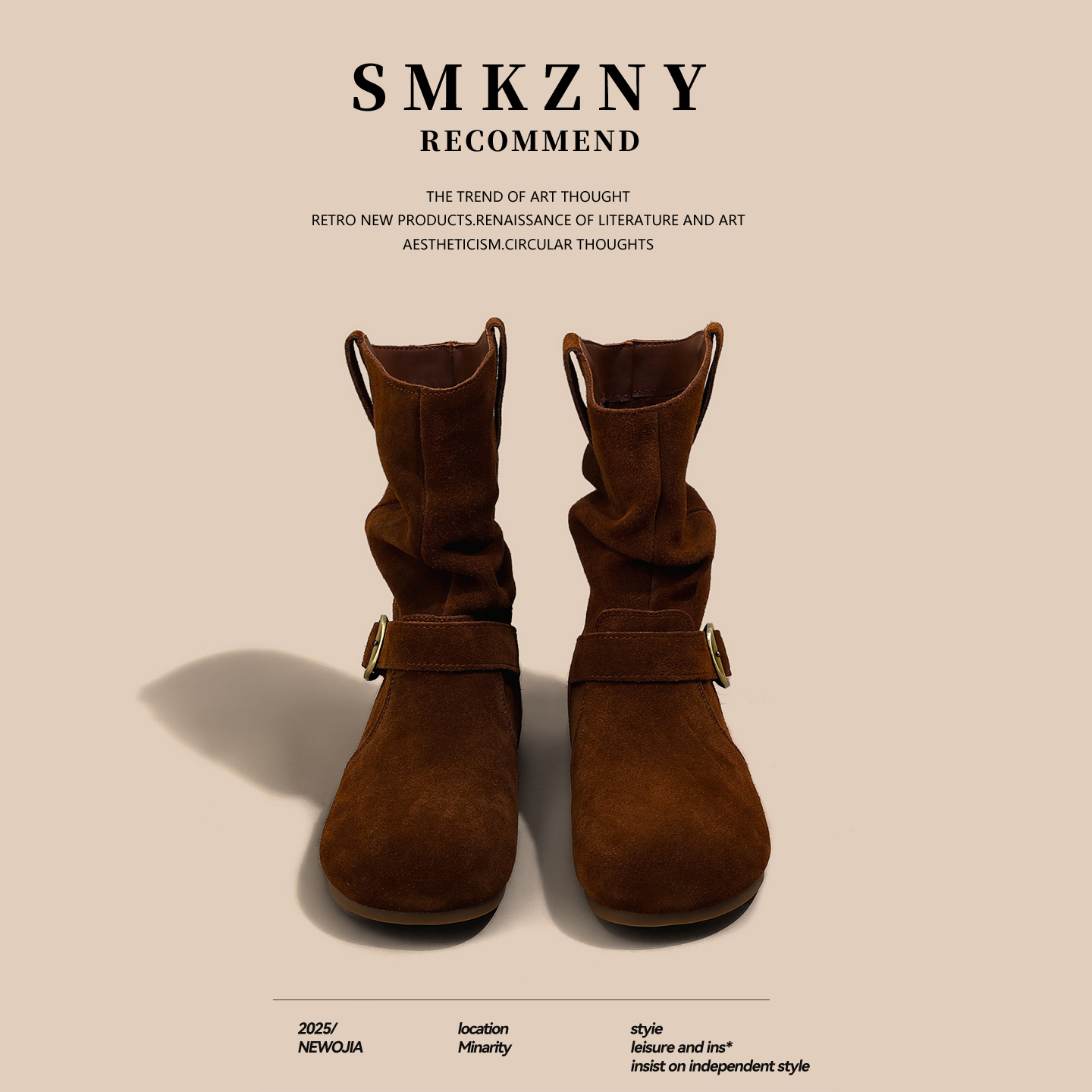 厚底复古马丁靴女款2025新款秋冬季两穿瘦瘦靴学生增高勃肯短靴子