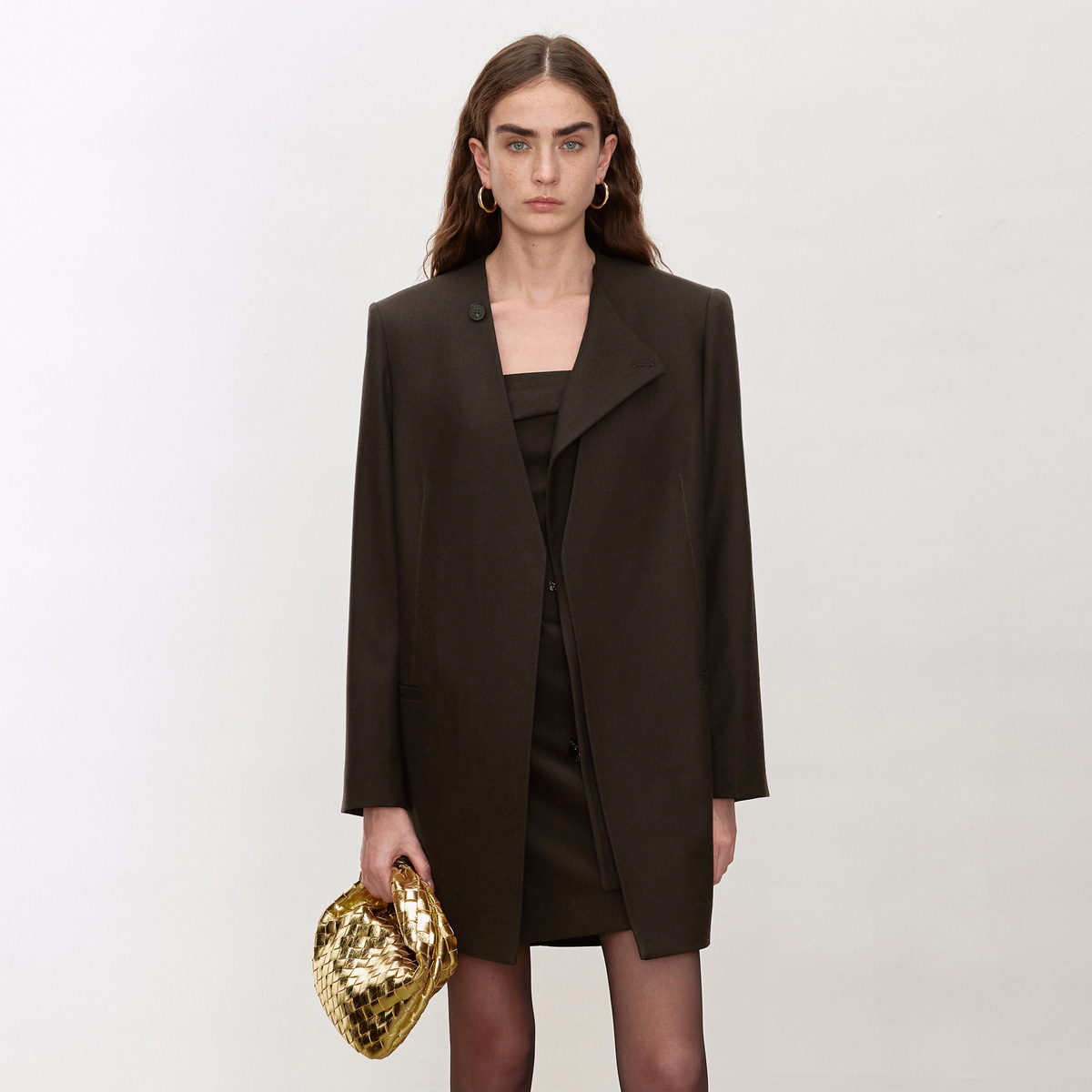 LYNEE【黑标系列】无领宽肩搭片简约羊毛西装 LGD2FSW007