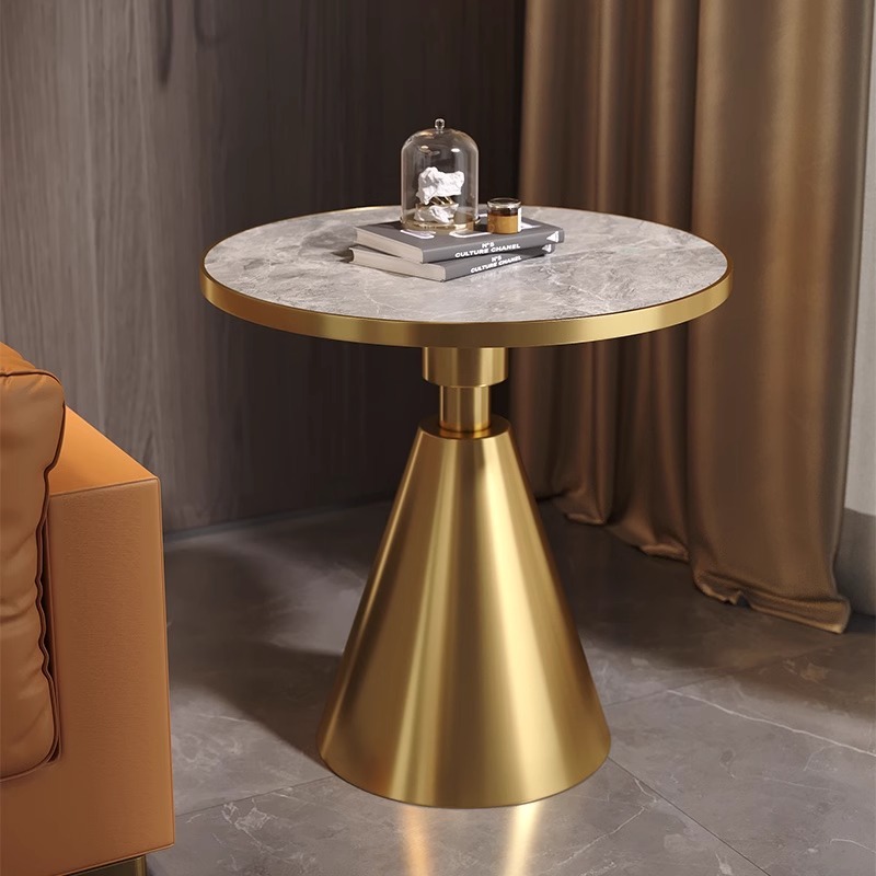 沙发边几轻奢岩板边几简约现代客厅沙发角几边柜床头柜酒店小圆桌