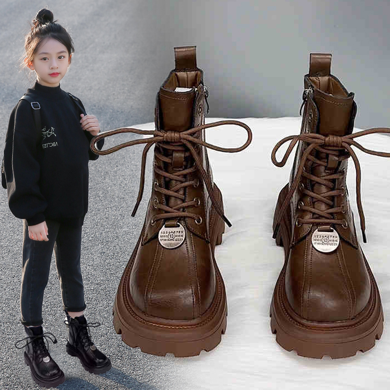 女童马丁靴2025秋冬新款儿童靴子公主单靴中大童皮靴软底时尚短靴