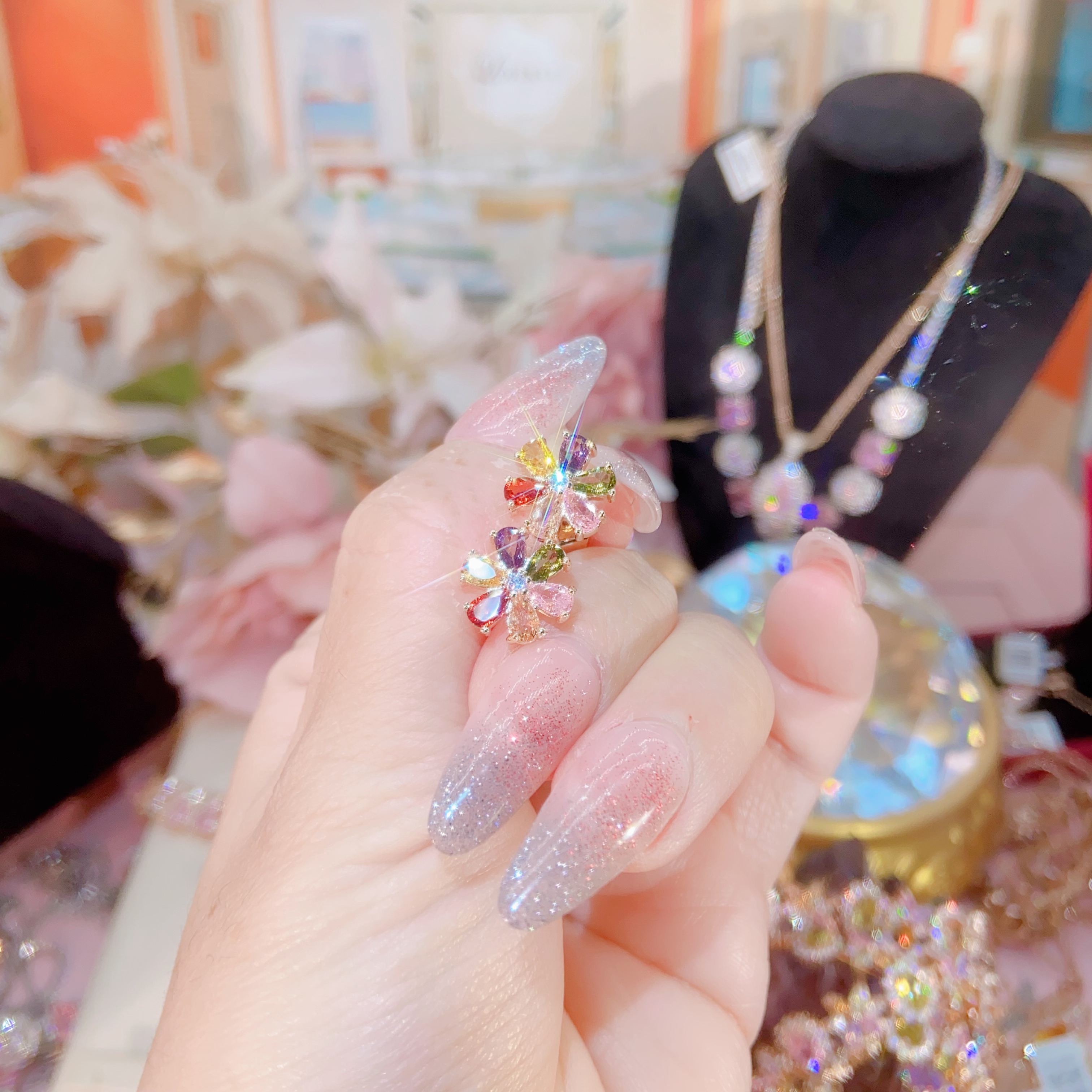 七公主【满钻耳钉】高奢女神复古百搭轻奢香槟金色超闪高奢