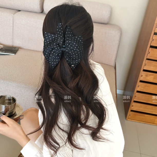 自带蝴蝶翅膀～波点三角黑色抓夹女2025新款高级感发夹后脑勺抓夹