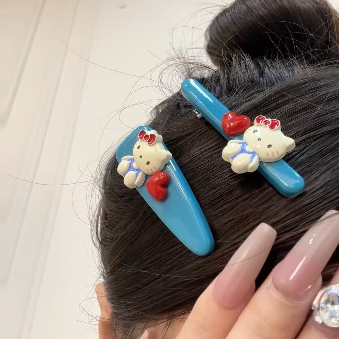 原创甜心baby可爱卡通hellokitty发夹蓝色鸭嘴夹刘海夹子