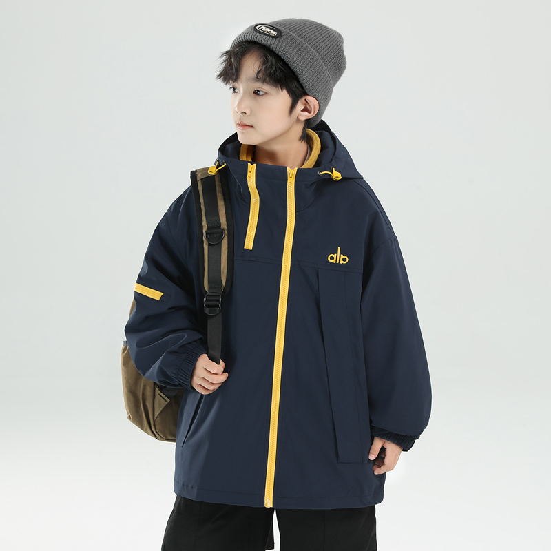 男童冲锋衣三合一可拆卸秋冬款2025新款中大童男孩秋冬季加厚外套