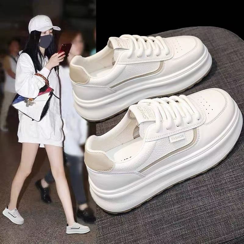 2025年秋季新款韩版百搭厚底时尚舒适休闲女鞋软底软面小白鞋女鞋