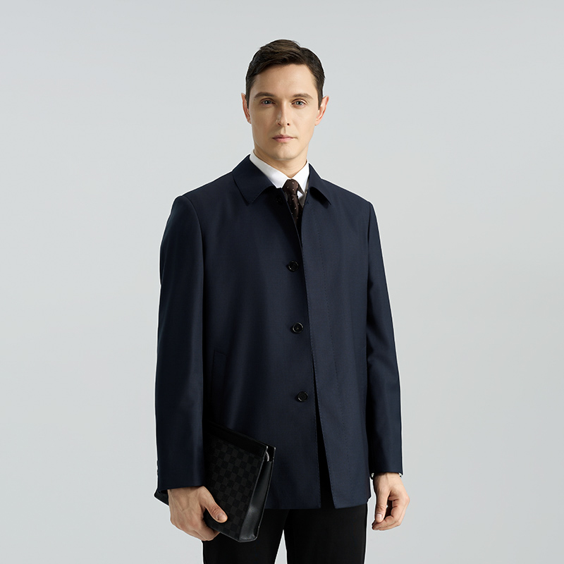 【黑金系列】意大利进口1881面料秋季羊毛风衣男商务行政薄风衣外套