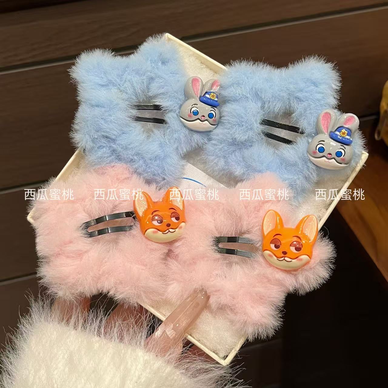 疯狂动物城秋冬星星可爱毛茸茸甜美发夹少女毛绒发卡刘海BB发饰