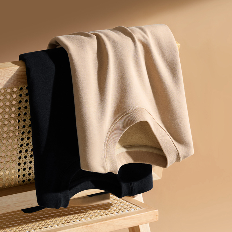 秋季热力绒圆领卫衣男士休闲百搭纯色加绒保暖上衣男女款长袖t恤