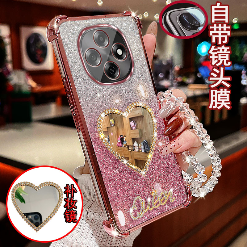 适用于oppo a6pro手机壳PLN110镜头全包边气囊镶钻爱心镜子防摔套