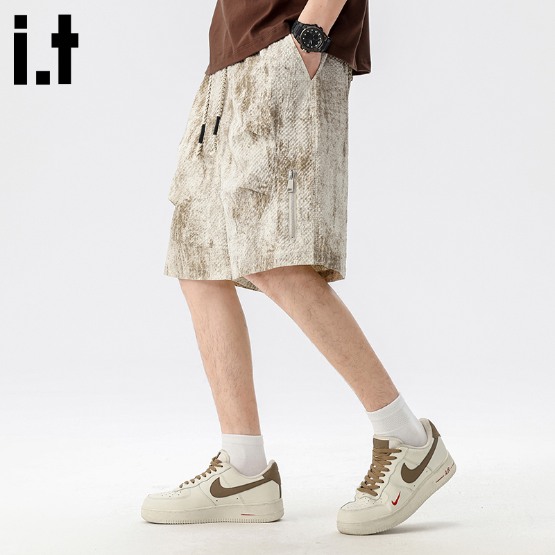 it :CHOCOOLATE冰丝短裤男大码宽松五分裤2025新款夏季休闲中裤子