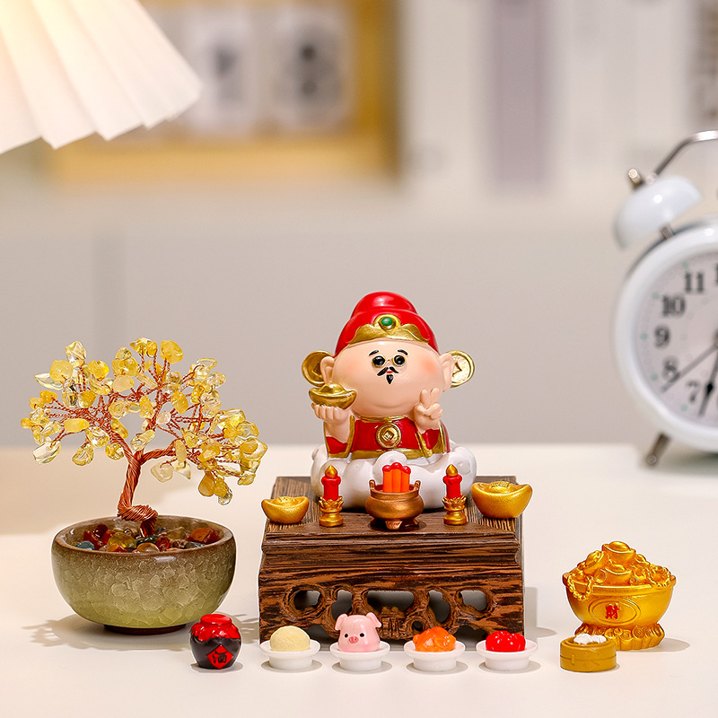 财神贡品摆件新款可爱手工装饰办公礼物树脂工艺品创意转运小摆件