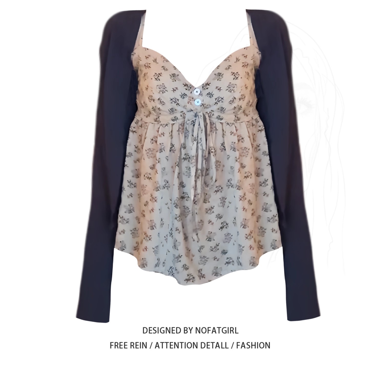 大码胖妹妹法式复古风碎花吊带背心女夏季新款修身显瘦减龄两件套