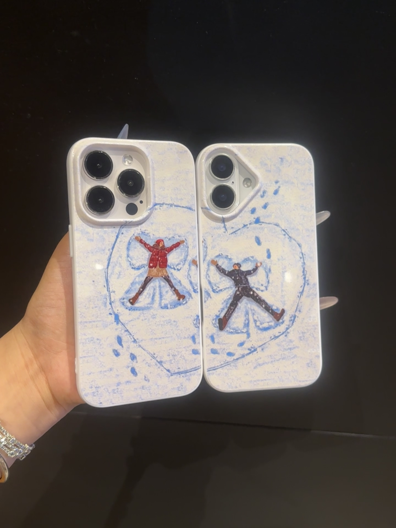 油画冬天雪地情侣亮面果冻适用苹果iPhone17/16/14/15手机壳防摔