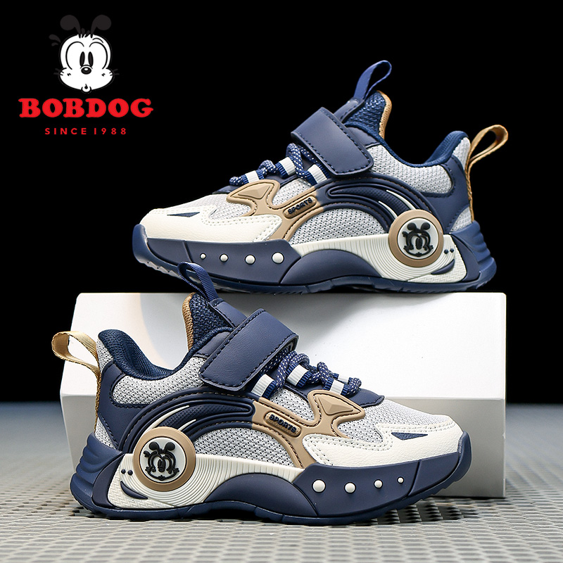 巴布豆男童运动鞋透气网面2025春秋新款防滑轻便防滑中大童儿童鞋