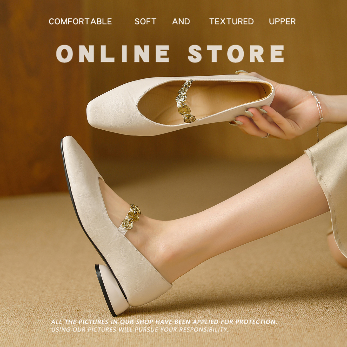 2025秋季新款方头粗跟软底凉鞋真皮软面时尚百搭一字带低跟单鞋女