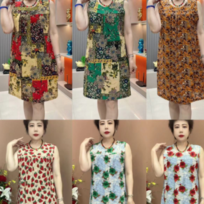 无品牌009新款圆领中长款连衣裙时尚洋气妈妈女装连衣裙显瘦