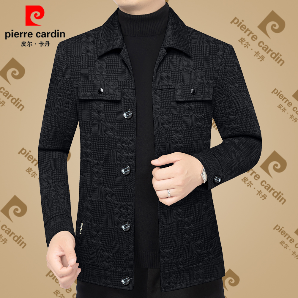 皮尔卡丹夹克男2025秋季新款中年男士翻领茄克商务休闲春秋上衣