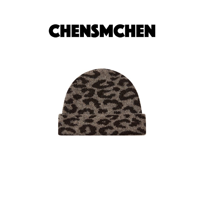 CHENSMCHEN 绵羊毛羊驼豹纹针织帽CSS11647YW