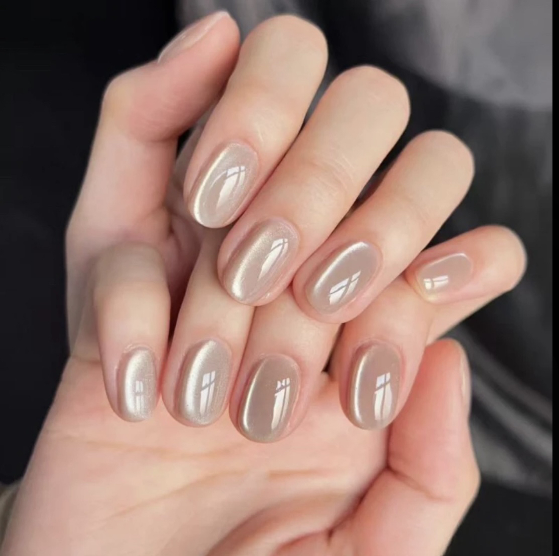 『白瓷香槟』纯手工高定穿戴甲玻璃珠猫眼万能百搭个性显白新款爆款