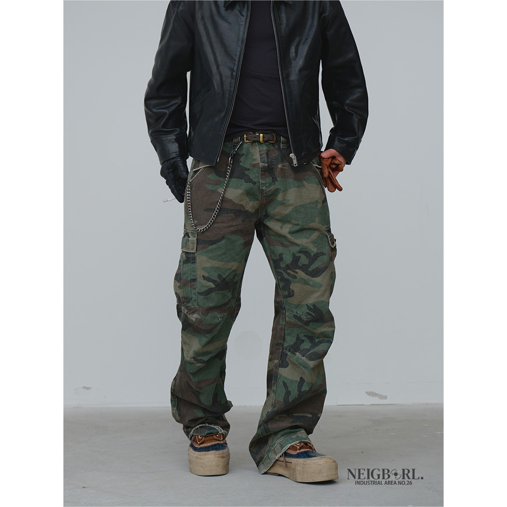 【黑鹰2号】NEIGBORL钊叔制美式直筒宽松口袋复古工装裤迷彩裤休闲