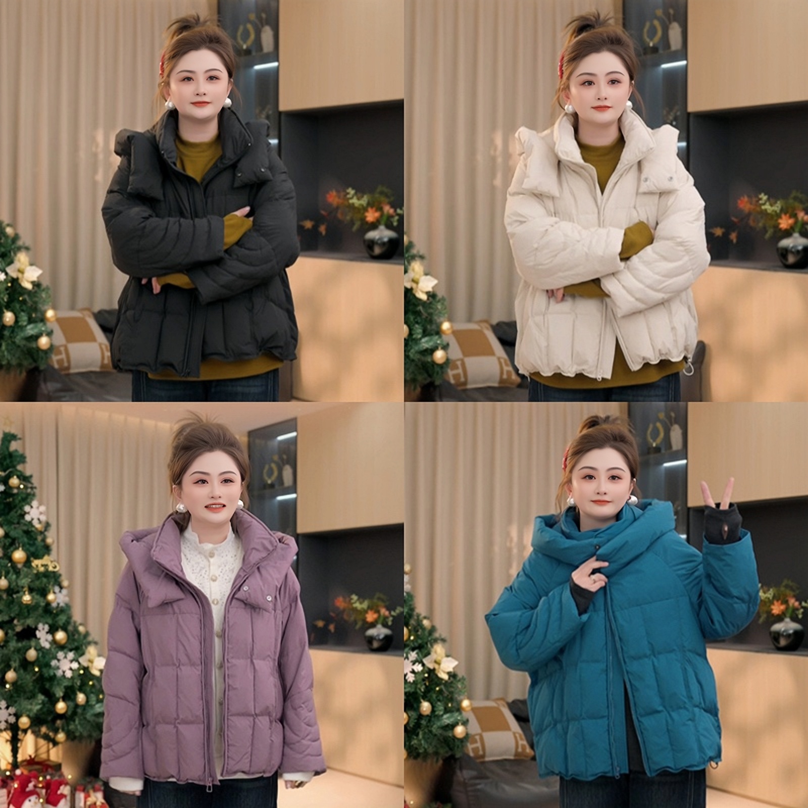 【胖佳佳】结构棉衣 冬季时尚加厚保暖抗风棉服外套女H625H19794