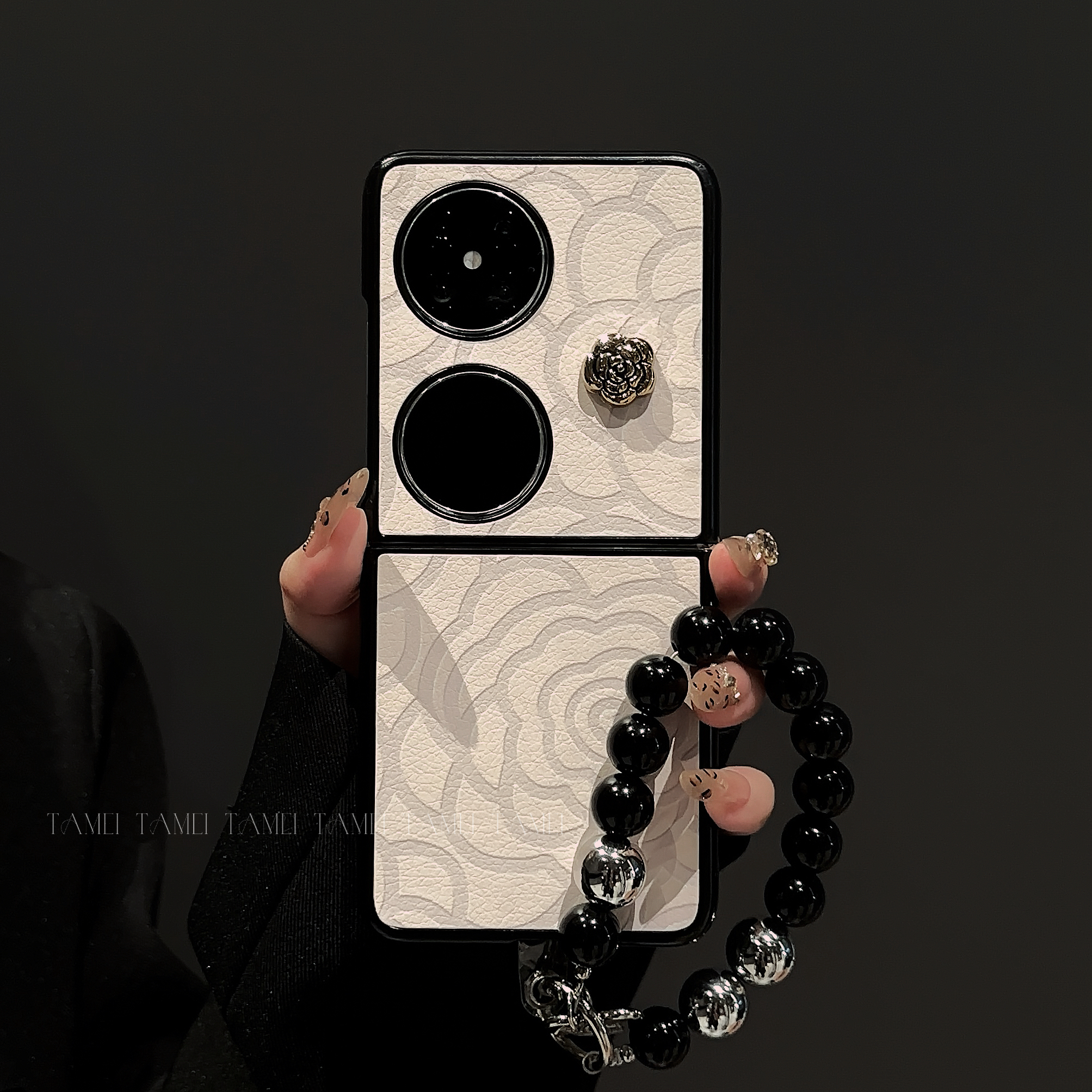 适用于华为pocket2手机壳羊皮折叠matex5山茶花华为pockets保护壳