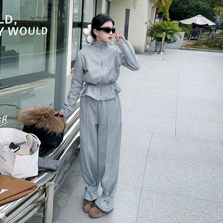 女童秋季休闲卫衣套装2025中大童时髦洋气设计感收腰上衣卫裤童装