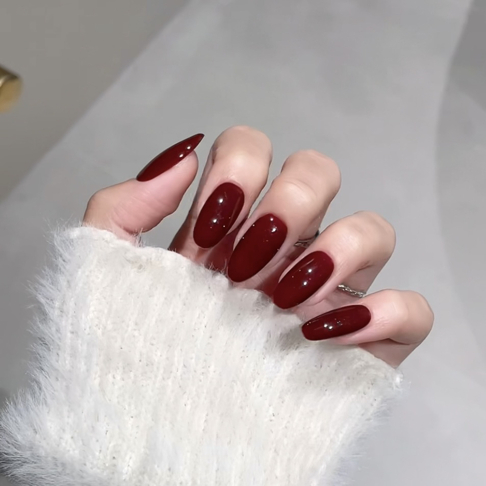 秋冬粽红显白百搭爆款手工穿戴甲美甲韩系ins自调色秋冬新款