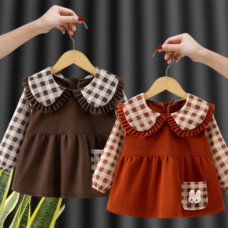 儿童罩衣宝宝吃饭围兜围裙女公主防水防脏洋气秋冬婴儿小孩反穿衣