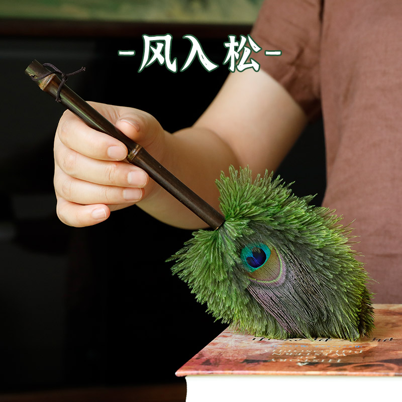 孔雀翎掸子家用拂尘除尘掸加长静电风仿孔雀鸵鸟羽毛缝隙清洁工具