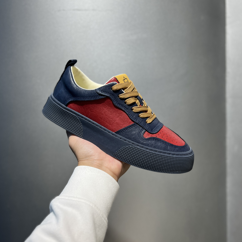 拼色简约潮流板鞋时尚运动百搭软底软面舒适男休闲鞋系带圆头低帮