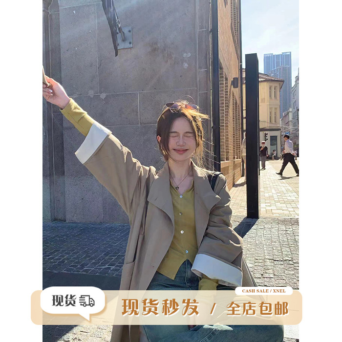 陳文文xenl【英伦往事】小个子英伦风收腰女长款正肩风衣39242F2232