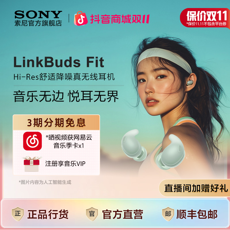 Sony/索尼LinkBuds Fit真无线耳机 舒适入耳降噪蓝牙耳机