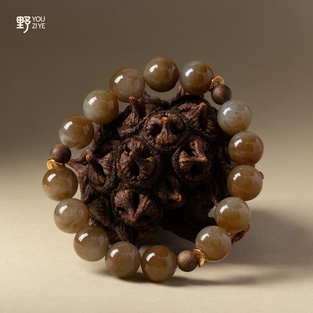 由子野【黑胶唱片】原创小众设计女款天然和田玉手链S925银