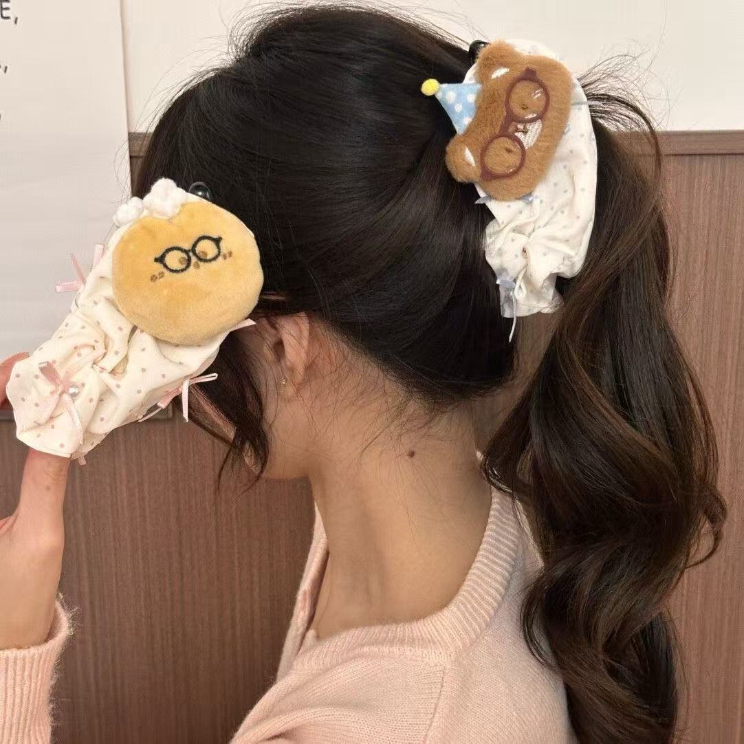可爱~毛绒小熊香蕉夹饱满后脑勺2025新款高级感发夹头饰发饰学生