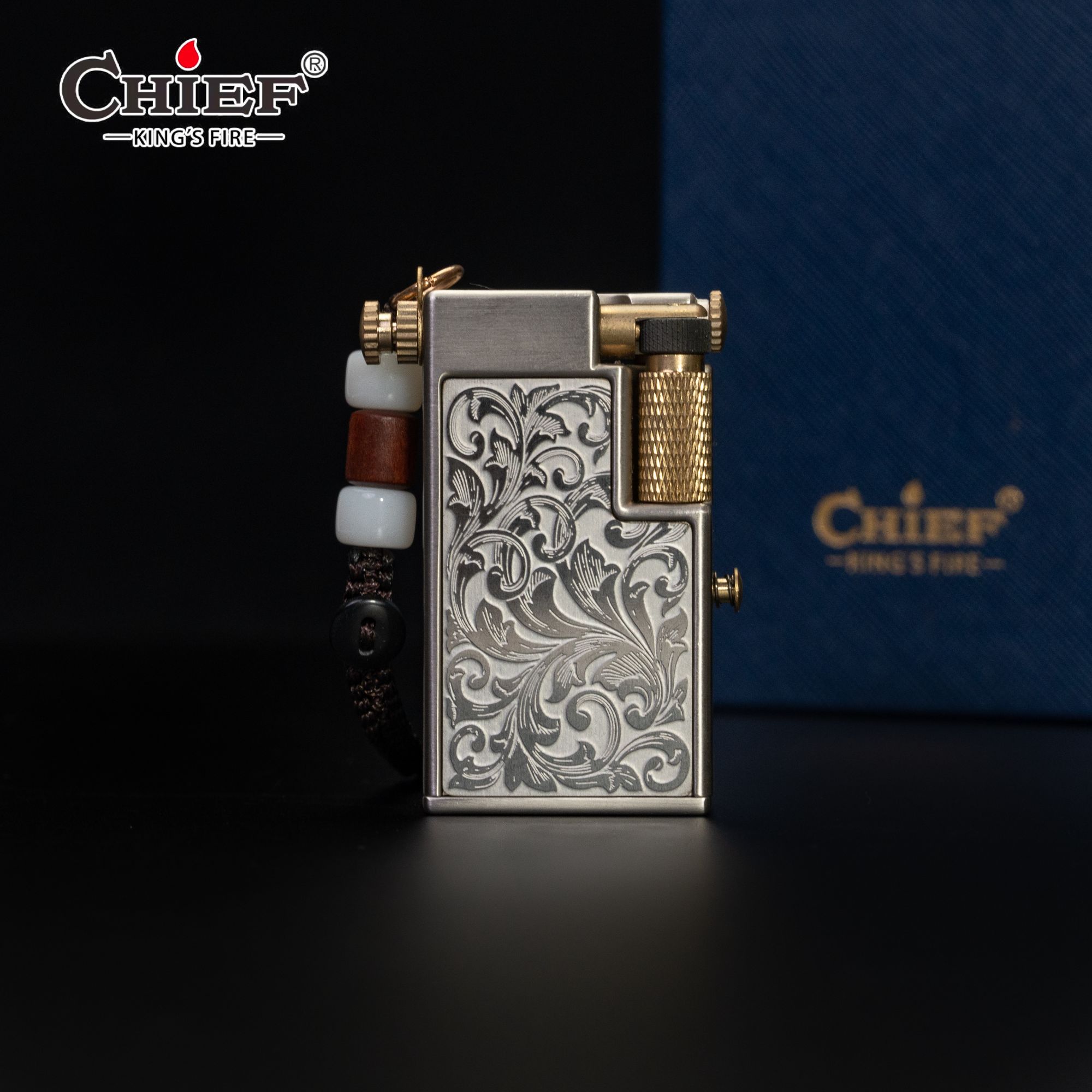 CHIEF/首领小钢炮升级版全面唐草创意挂件抬臂侧滑煤油个性打火机