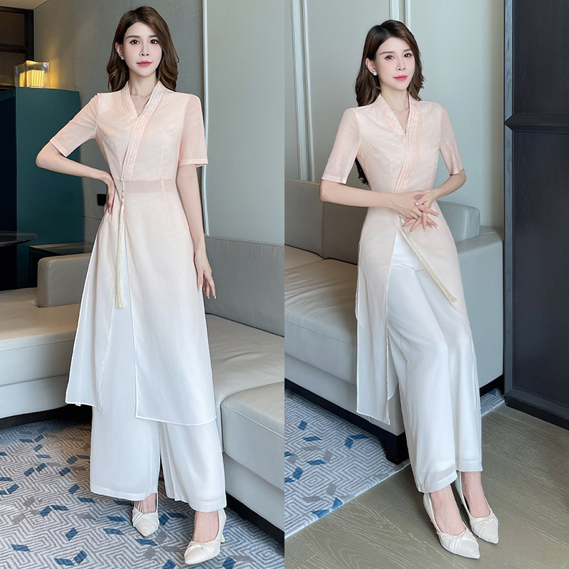 2025新款新中式国风仙气美容院足浴技师工作服女spa养生馆套装夏