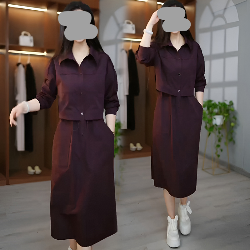 高端简约高级感百搭2026春秋遮肉新款显瘦气质裙子连衣裙假两件