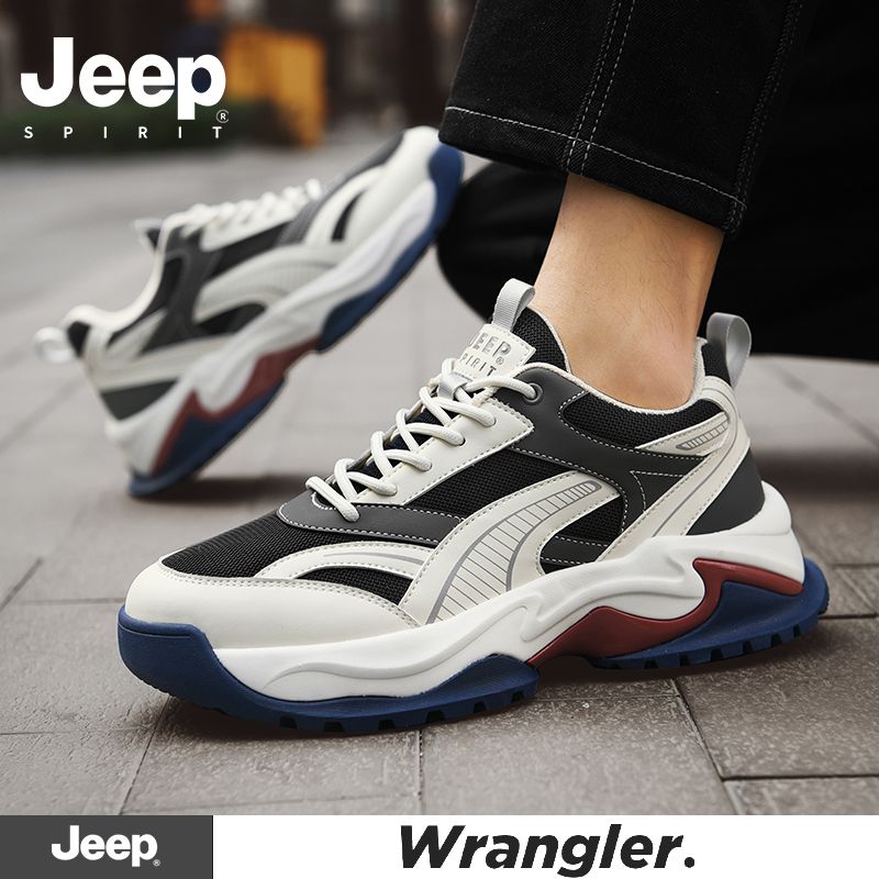 JEEPSPIRIT吉普男鞋四季新款老爹鞋户外运动鞋子男士休闲百搭网面